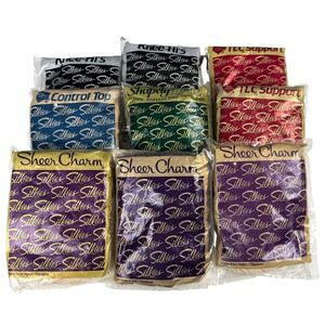 Silkies Hosiery Lot 9pk Sheer Charm TLC Support Control Top Queen XL Black Ivory